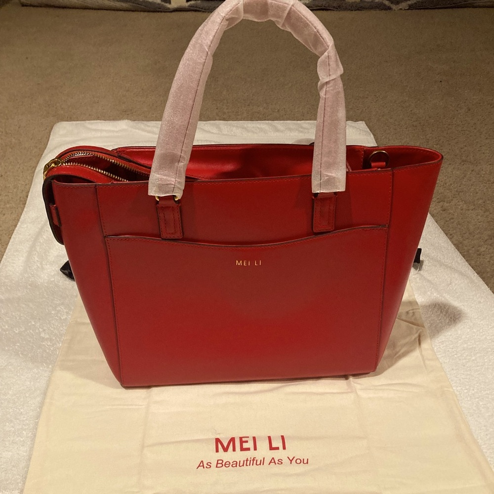 Mei Li Red Leather Bag